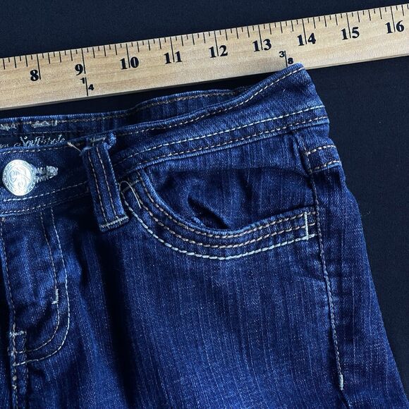 Southpole Juniors Jean Size 5 Dark Wash Low Rise Contrast Stitching Y2K S-Pocket - Picture 10 of 13